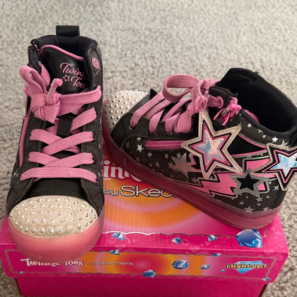 Skechers Twinkle Toes Kids Sneakers - Pink and Black